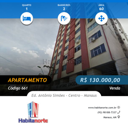 Foto do imóvel Apartamento com 1 Quarto à Venda, 60 m² em Centro - Manaus