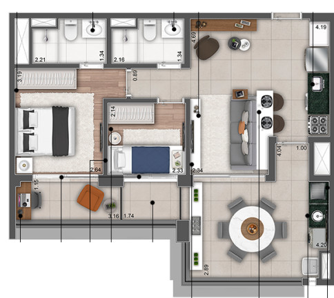 Apartamento com 2 Quartos à Venda, 69 m² em Vila Sofia - São Paulo