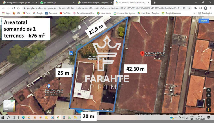 Terreno à Venda, 676 m² em Marapé - Santos