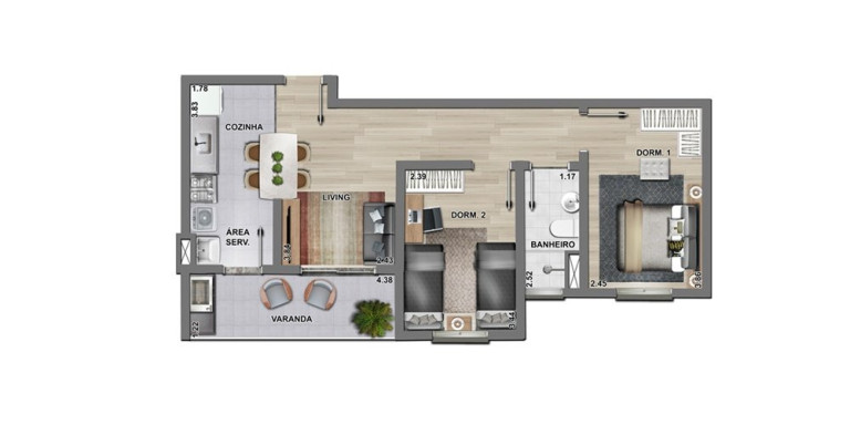 Imagem Apartamento com 2 Quartos à Venda, 55 m² em Jardim Do Vale - Guaratinguetá