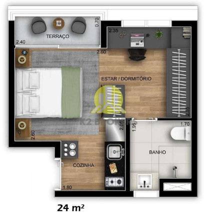 Imagem Studio com 1 Quarto à Venda, 24 m² em Vila Madalena - São Paulo