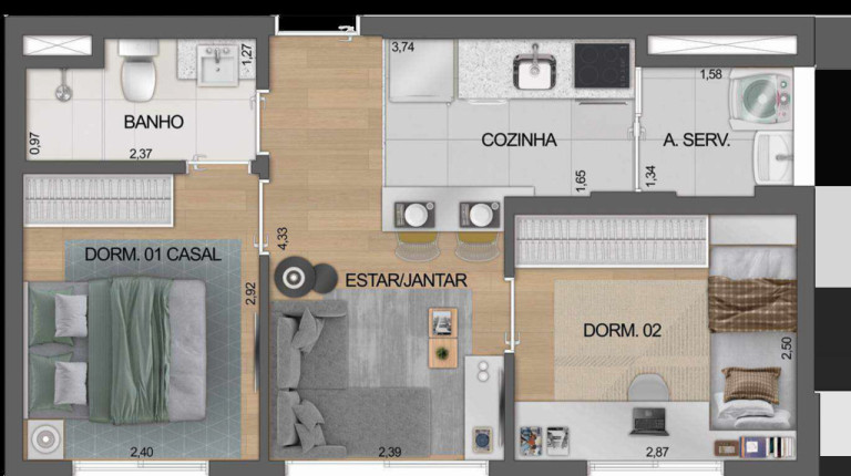 Imagem Apartamento com 2 Quartos à Venda, 39 m² em Moema - São Paulo