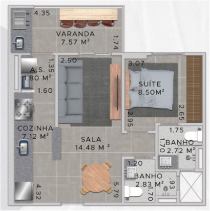 Imagem Apartamento com 1 Quarto à Venda, 54 m² em Jardim Real - Praia Grande Imagem Apartamento com 1 Quarto à Venda, 54 m² em Jardim Real - Praia Grande