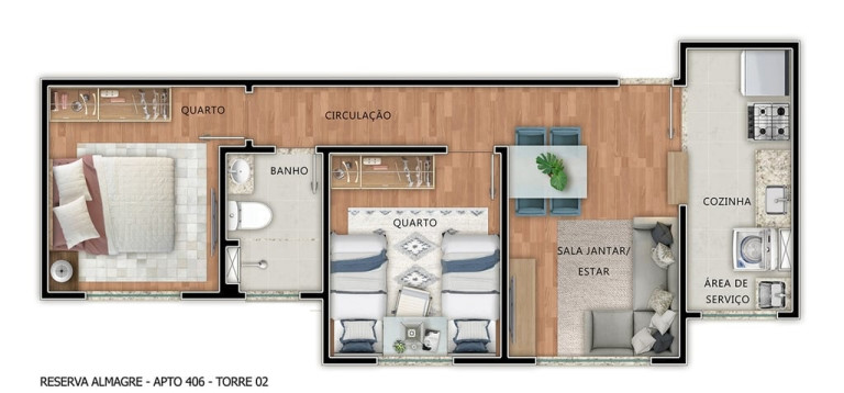 Imagem Apartamento com 2 Quartos à Venda, 53 m² em Ponta De Campina - Cabedelo