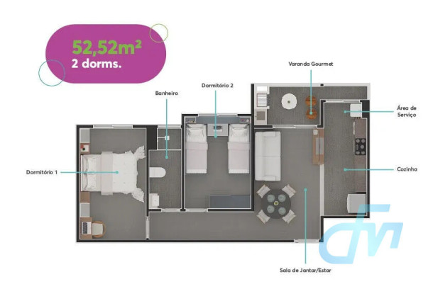 Imagem Apartamento com 2 Quartos à Venda, 52 m² em Vila Cintra - Mogi Das Cruzes