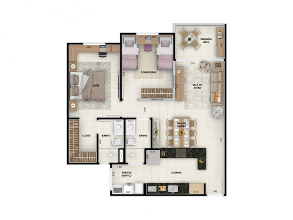 Imagem Apartamento com 2 Quartos à Venda, 75 m² em Altos Do Morumbi - Vinhedo