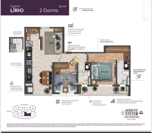 Apartamento com 2 Quartos à Venda, 66 m² em Jardim Satélite - São José Dos Campos