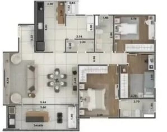 Apartamento com 3 Quartos à Venda, 109 m² em Jardim Das Nações - Taubaté