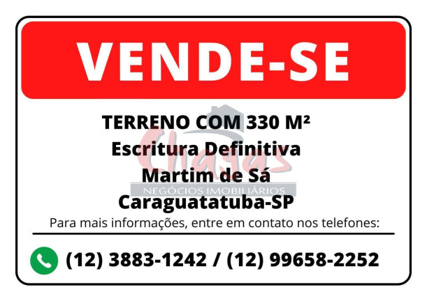 Foto do imóvel Terreno à Venda, 330 m² em Martim De Sá - Caraguatatuba