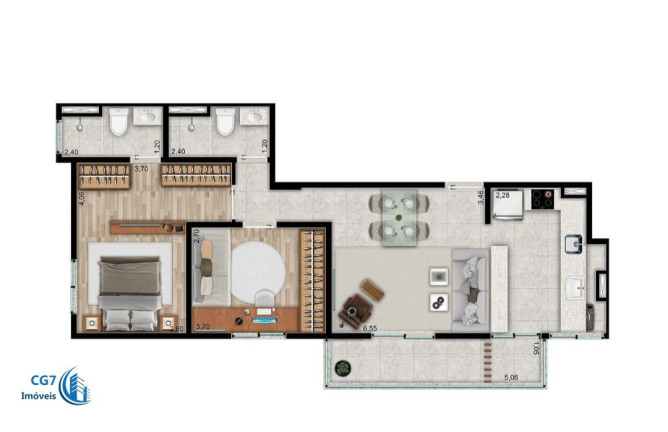 Apartamento com 2 Quartos à Venda, 63 m² em Empresarial 18 Do Forte - Barueri