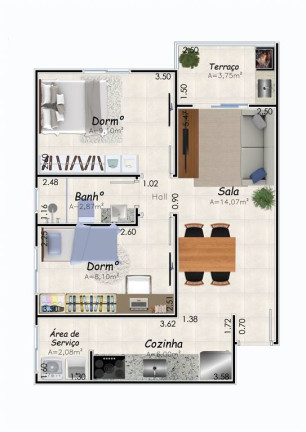 Imagem Apartamento com 2 Quartos à Venda, 52 m² em Caiçara - Praia Grande Imagem Apartamento com 2 Quartos à Venda, 52 m² em Caiçara - Praia Grande