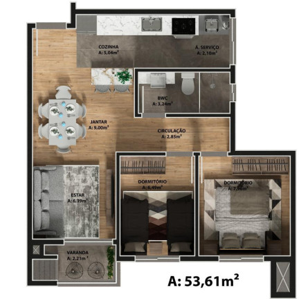 Imagem Apartamento com 2 Quartos à Venda, 53 m² em Três Fronteiras - Foz Do Iguaçu