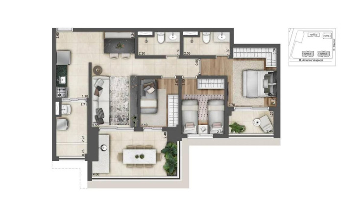 Imagem Apartamento com 3 Quartos à Venda, 86 m²