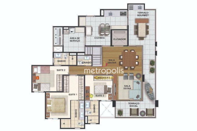 Imagem Cobertura com 3 Quartos à Venda, 239 m² em Jardim - Santo André Imagem Cobertura com 3 Quartos à Venda, 239 m² em Jardim - Santo André