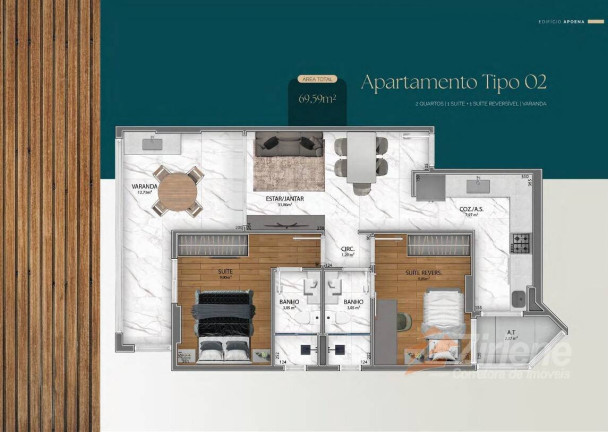 Imagem Apartamento com 2 Quartos à Venda, 66 m² em Enseada Azul - Guarapari