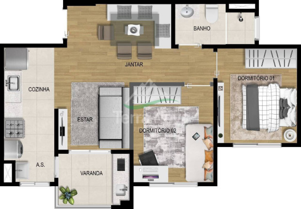 Imagem Apartamento com 2 Quartos à Venda, 53 m² em Jardim Carolina - Jundiaí
