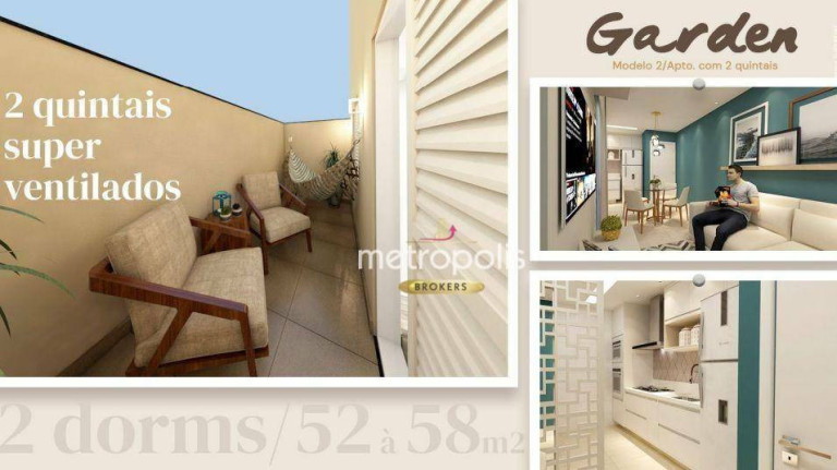 Apartamento com 2 Quartos à Venda, 53 m² em Santa Maria - Santo André