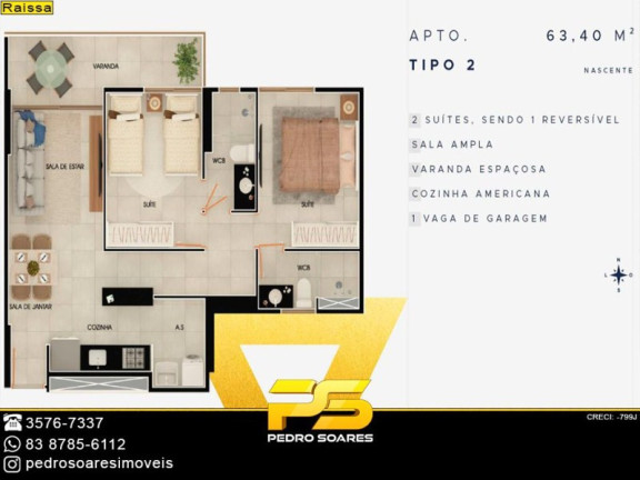 Imagem Apartamento à Venda, 63 m² em Manaíra - João Pessoa Imagem Apartamento à Venda, 63 m² em Manaíra - João Pessoa