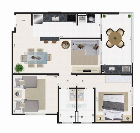 Imagem Apartamento com 2 Quartos à Venda, 77 m² em Guilhermina - Praia Grande