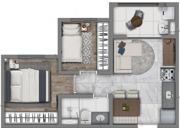 Imagem Apartamento com 2 Quartos à Venda, 44 m² em Jardim Caravelas - São Paulo