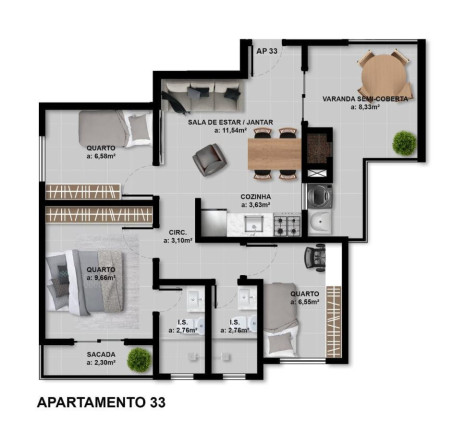 Imagem Apartamento com 3 Quartos à Venda, 63 m² em Afonso Pena - São José Dos Pinhais