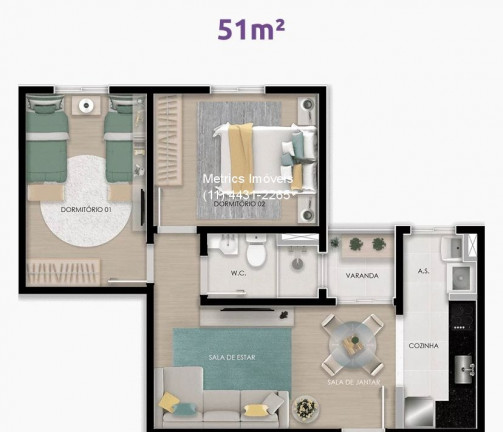 Imagem Imóvel com 2 Quartos à Venda, 51 m² em Vila Galvão - Jundiaí
