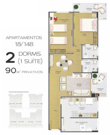 Imagem Apartamento com 2 Quartos à Venda, 90 m² em Guilhermina - Praia Grande