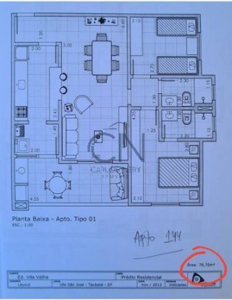Imagem Apartamento com 2 Quartos à Venda, 76 m² em Vila São José - Taubaté