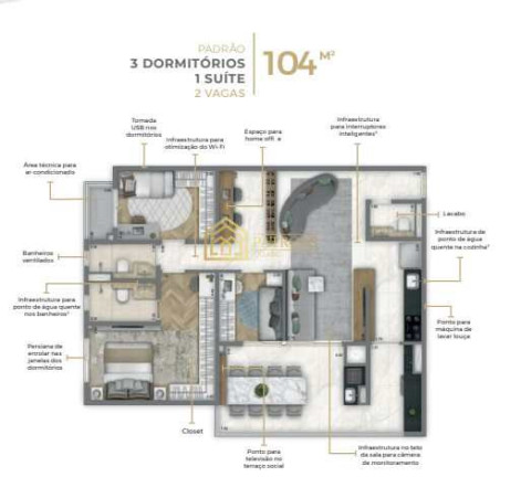Apartamento com 3 Quartos à Venda, 104 m² em Jardim - Santo André