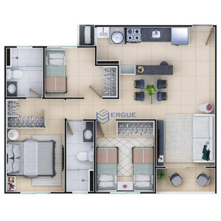 Imagem Apartamento com 3 Quartos à Venda, 58 m² em Messejana - Fortaleza Imagem Apartamento com 3 Quartos à Venda, 58 m² em Messejana - Fortaleza