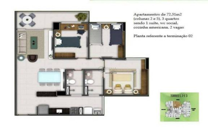 Imagem Apartamento com 3 Quartos à Venda, 72 m² em Presidente Kennedy - Fortaleza