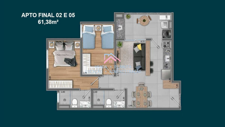 Imagem Apartamento com 2 Quartos à Venda, 61 m² em Jardim Torres São José - Jundiaí