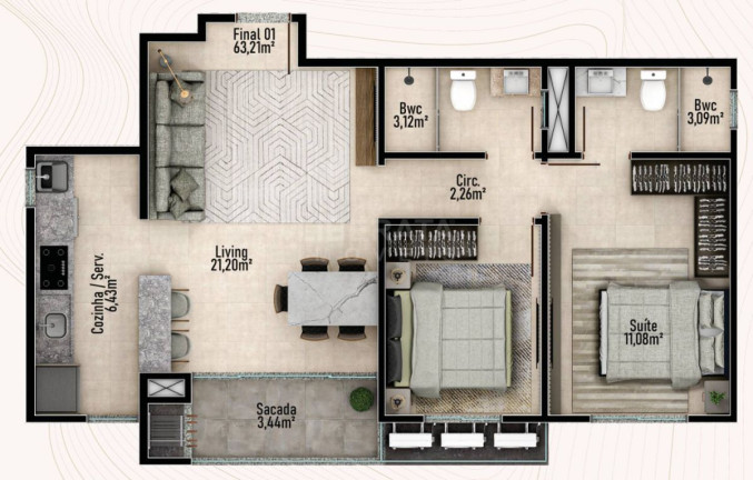 Imagem Apartamento com 2 Quartos à Venda, 57 m² em Centro - Navegantes