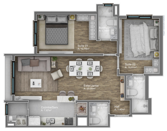 Imagem Apartamento com 2 Quartos à Venda, 87 m² em Av. Central - Gramado