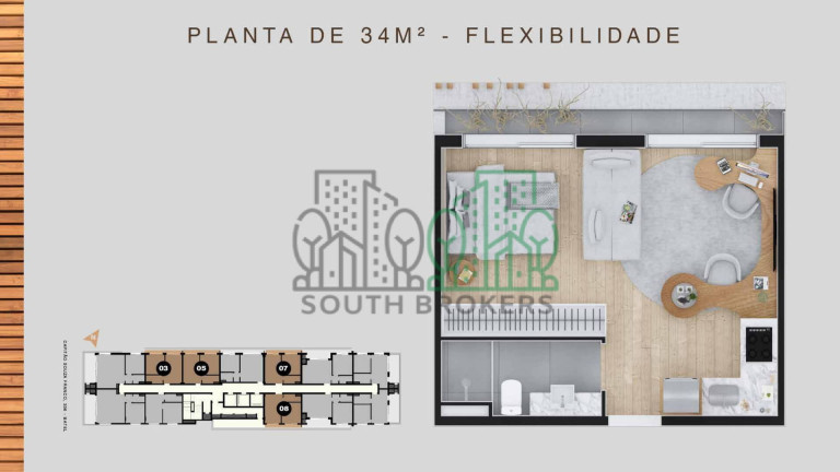 Imagem Apartamento com 1 Quarto à Venda, 34 m² em Batel - Curitiba