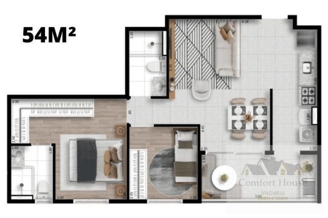 Imagem Apartamento com 2 Quartos à Venda, 54 m² em Centro - Diadema