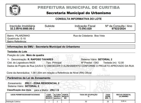 Imagem Terreno à Venda, 402 m² em Pilarzinho - Curitiba Imagem Terreno à Venda, 402 m² em Pilarzinho - Curitiba