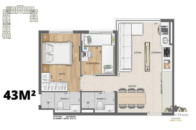 Imagem Apartamento com 2 Quartos à Venda, 43 m² em Vila Homero Thon - Santo André