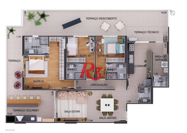Imagem Apartamento com 3 Quartos à Venda, 170 m² em Aparecida - Santos
