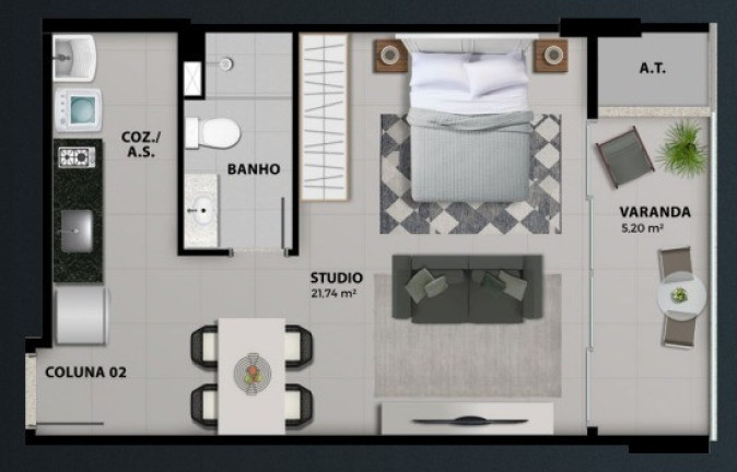 Imagem Flat com 1 Quarto à Venda, 39 m² em Jardim Camburi - Vitória Imagem Flat com 1 Quarto à Venda, 39 m² em Jardim Camburi - Vitória