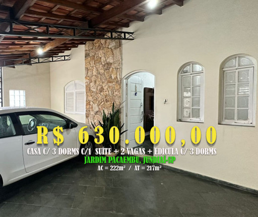 Imagem Casa com 3 Quartos à Venda, 220 m² em Jardim Pacaembu - Jundiaí Imagem Casa com 3 Quartos à Venda, 220 m² em Jardim Pacaembu - Jundiaí