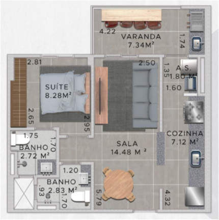 Imagem Apartamento com 1 Quarto à Venda, 53 m² em Real - Praia Grande
