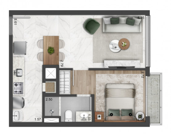 Imagem Apartamento com 1 Quarto à Venda, 44 m² em Mont Serrat - Porto Alegre