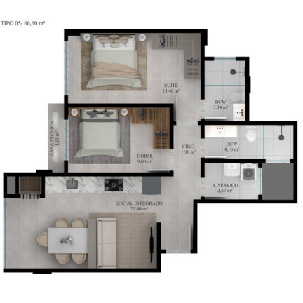 Imagem Apartamento com 2 Quartos à Venda, 66 m² em Gravata - Navegantes