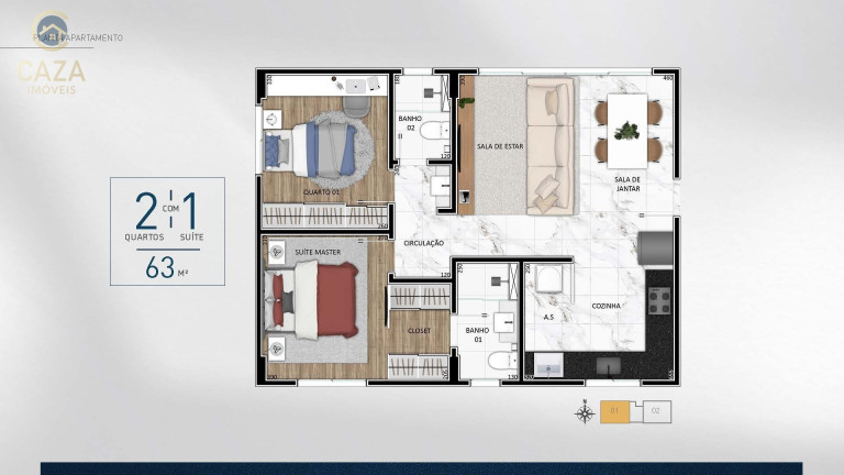 Imagem Imóvel com 2 Quartos à Venda, 63 m² em São Lucas - Belo Horizonte