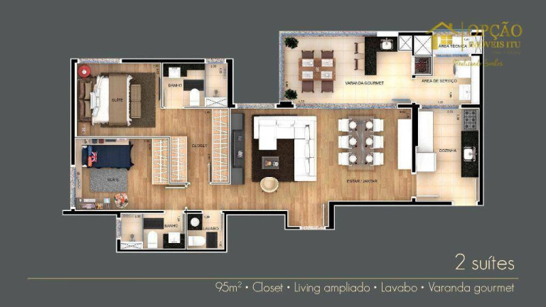 Imagem Apartamento com 2 Quartos à Venda, 95 m² em Itu Novo Centro - Itu Imagem Apartamento com 2 Quartos à Venda, 95 m² em Itu Novo Centro - Itu