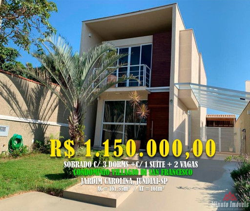 Casa com 3 Quartos à Venda, 160 m² em Loteamento Villaggio Di San Francisco - Jundiaí