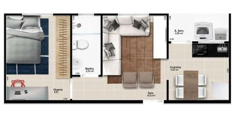 Apartamento com 1 Quarto à Venda, 35 m² em Jardim São Francisco - Cubatão