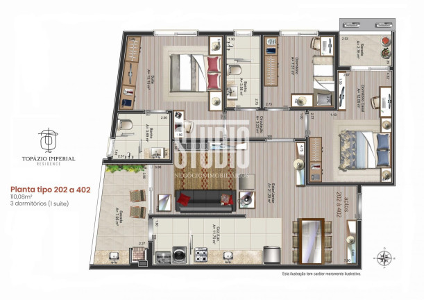 Imagem Apartamento com 3 Quartos à Venda, 110 m² em Aurora - Carlos Barbosa