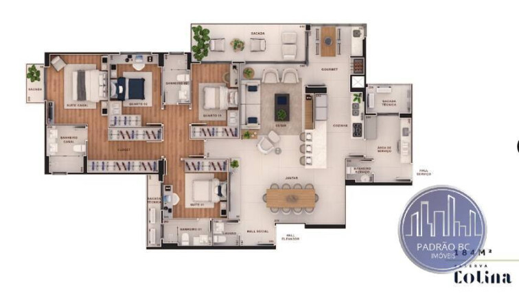 Imagem Apartamento com 4 Quartos à Venda, 198 m² em Mossungué - Curitiba Imagem Apartamento com 4 Quartos à Venda, 198 m² em Mossungué - Curitiba